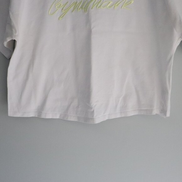 Gymshark White Cropped Med Embroidered Graphic Casual Crew Neck Pullover T-Shirt - Picture 8 of 9